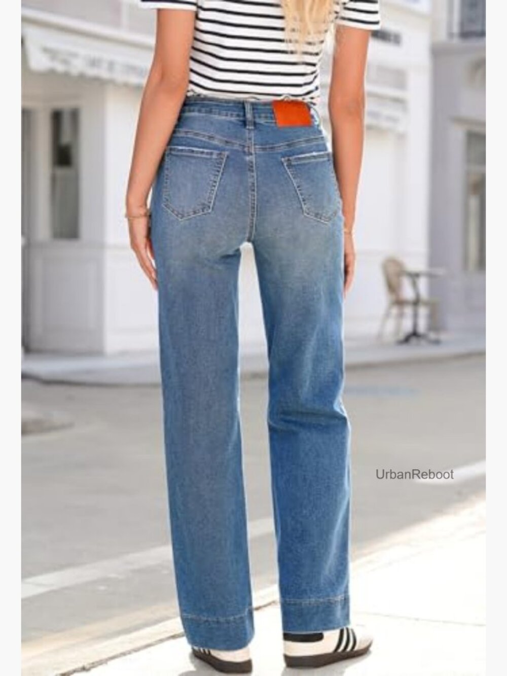Wide Leg Jeans High Waisted Stretchy Straight Baggy Drawstring Denim - Picture 2 of 7